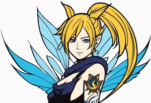 A fairy with a tail that is the fairy in the Fairy Tail anime guild logo tattoo idea