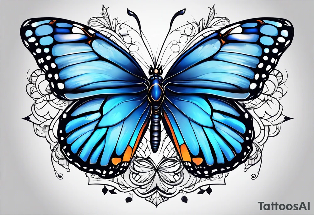 blue monarch butterflies tattoo idea