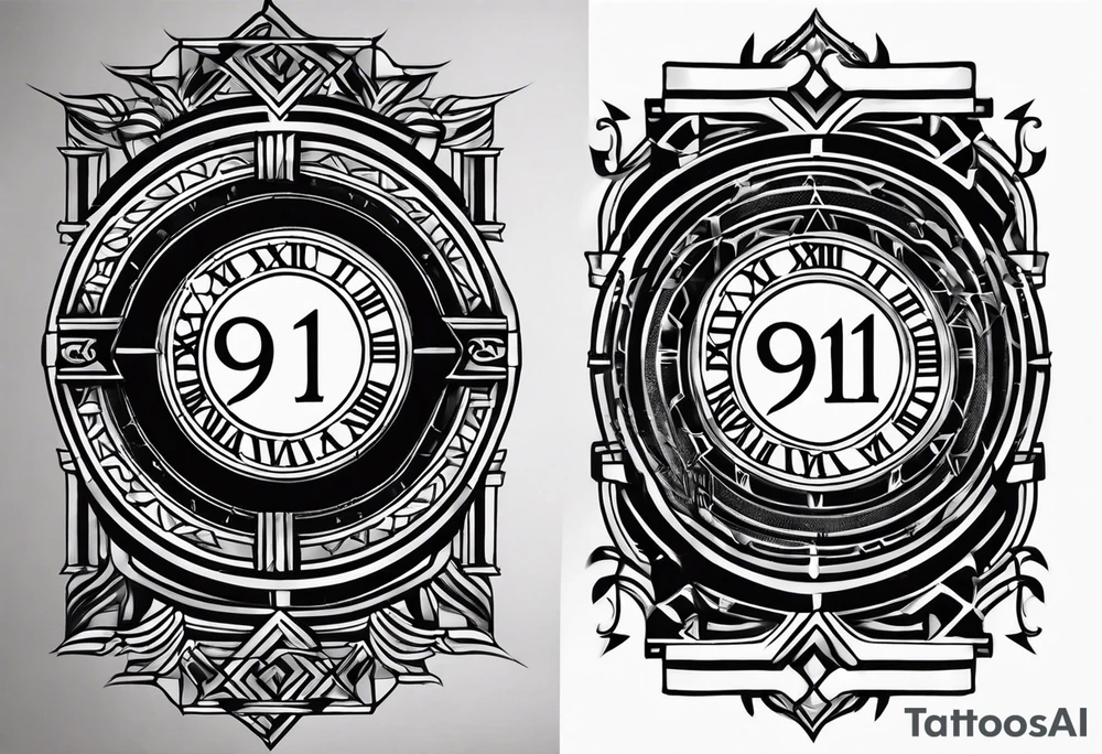 Leg band solid Roman numerals 9 11 tattoo idea