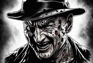 Realistic horror movie Freddy Krueger Ripping through skin tattoo idea