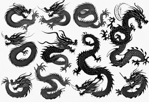 long chinese dragon with scales tattoo idea