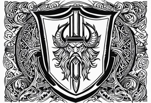 Valhalla viking gods shield hatchet tattoo idea