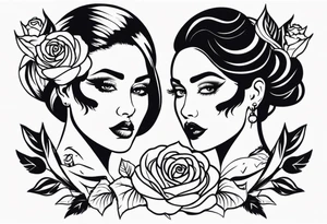 Faces rosas caveiras tattoo idea