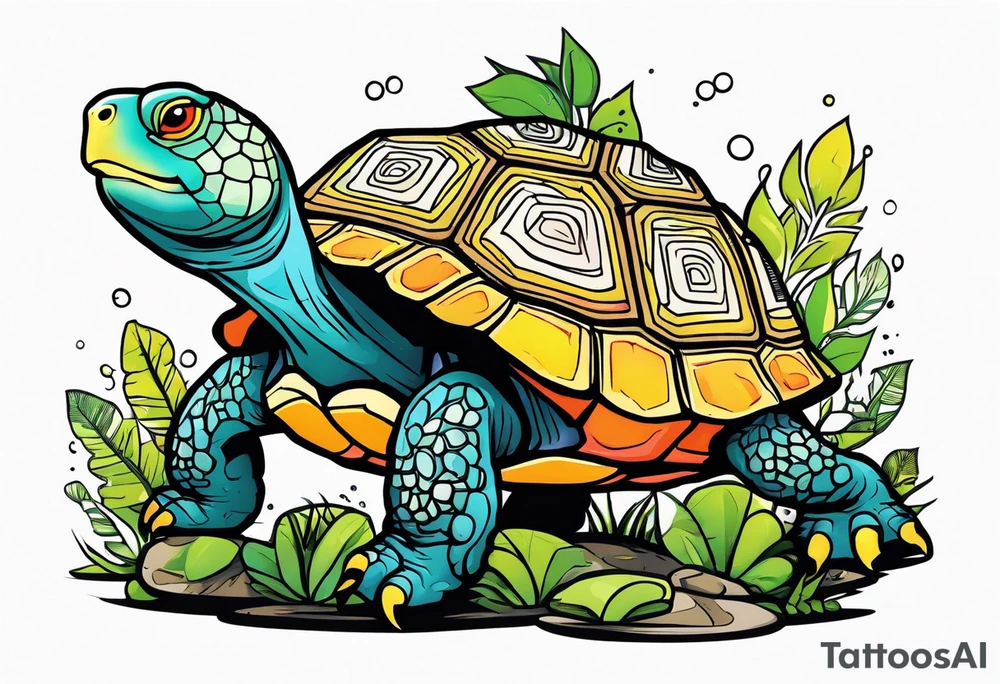 Tortoise forest tattoo idea