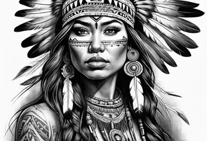 Native American woman  full body tattoo idea