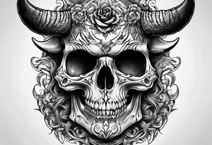 Devil skull  with hollow eyes and  horns holding the earth tattoo idea