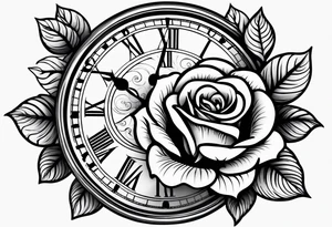 clock with a rose tattoo idea