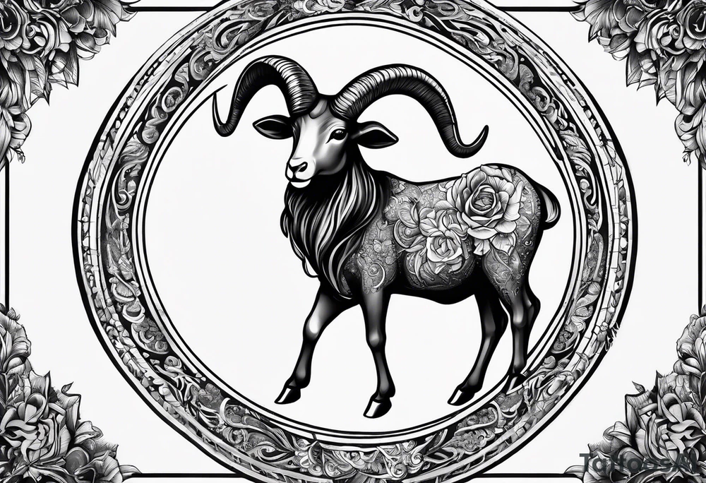 Aries zodiac with name Grace Elizabeth tattoo idea