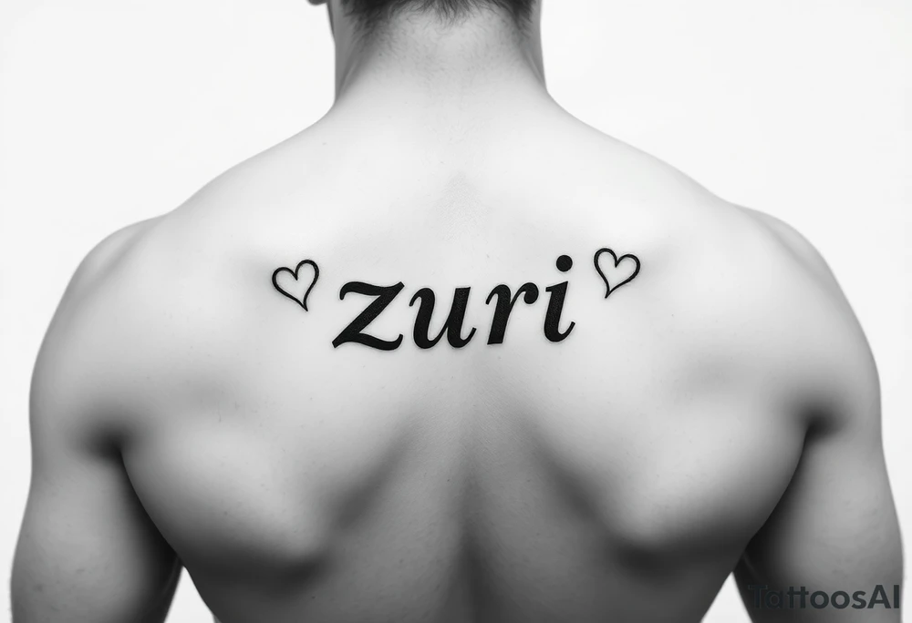 the name zuri in small
letters and a cool design,also add hearts or something to symbolize a deep bond and relationship tattoo idea