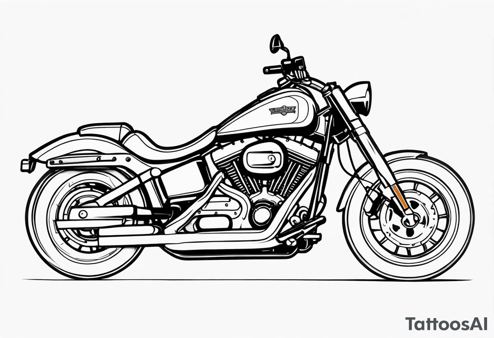 Harley Davidson  with tall handlebars tattoo idea