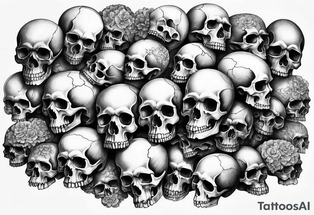 A lot of small skulls tattoo idea
