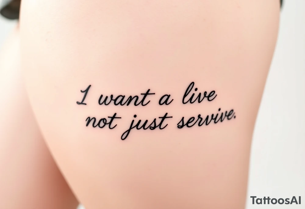 I wan't to live, not just survive in cursive tattoo idea