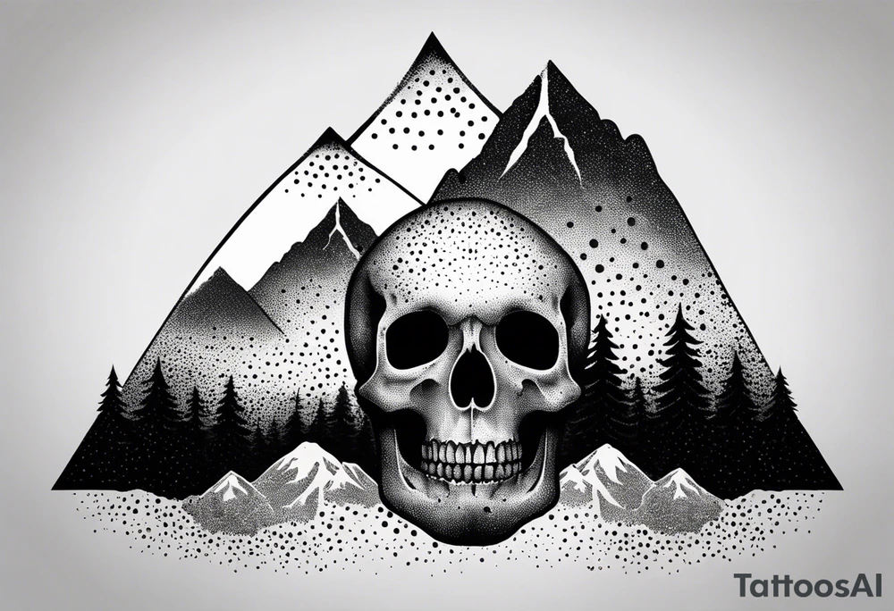 mountain skull tattoo idea