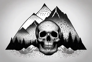 mountain skull tattoo idea