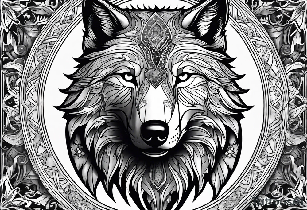 full chest,grey wolf,turkish history,nationalizm tattoo idea