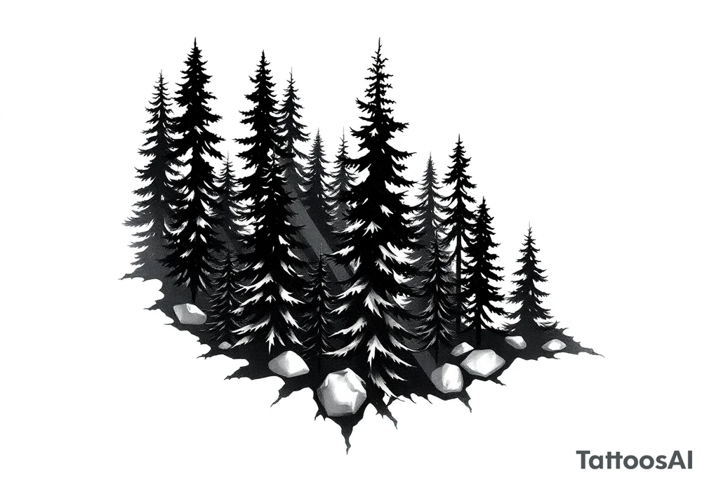 Coniferouse forest silhouette around the forearm a tattoo tattoo idea