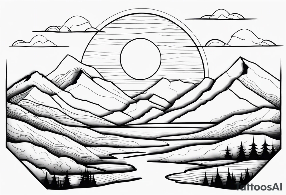 Sunset Over Mountains tattoo idea
