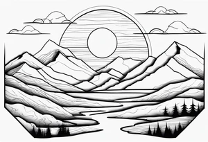 Sunset Over Mountains tattoo idea