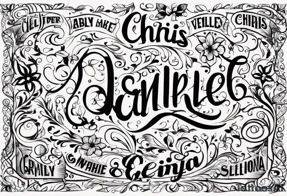 Use these names in a design:
Chris, Abby, Emily, Elena tattoo idea