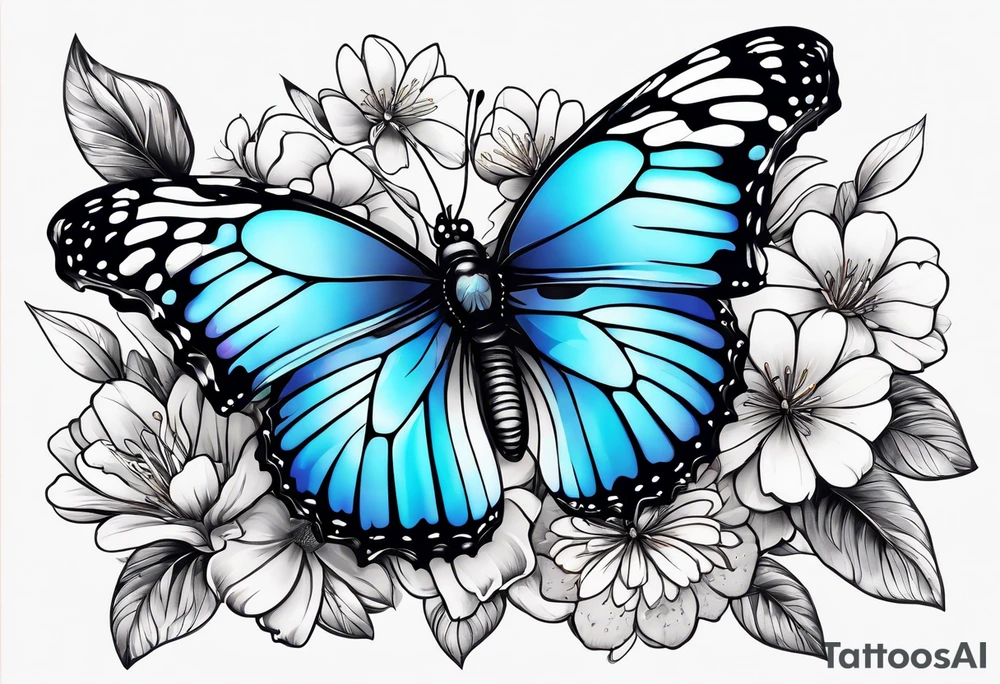 butterfly, snow, flower tattoo idea
