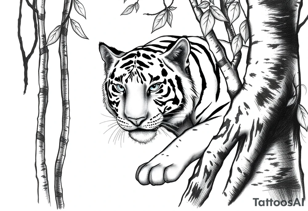 a tiger cleverly hiding, hard to see
in the woods tattoo idea