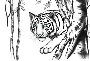 a tiger cleverly hiding, hard to see
in the woods tattoo idea