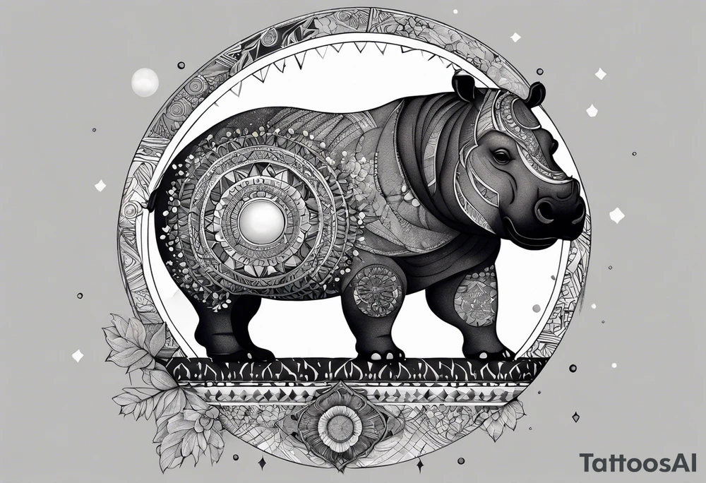 Very asymmetrical, +geometric pattern, with realistic full moon, with hippo,+tribal, +geometric, +inkart , +blackwork, +grey scale, + sketch
with wintersweet flower bud, +inkart touch, +for men, detailed , combined favourite , tattoo idea