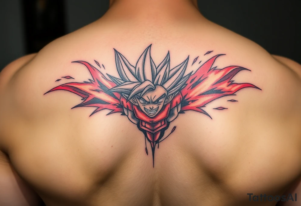 legendary dragonball z scene with energy aura and power effects tattoo idea