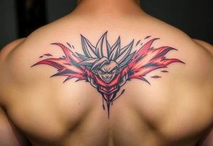 legendary dragonball z scene with energy aura and power effects tattoo idea