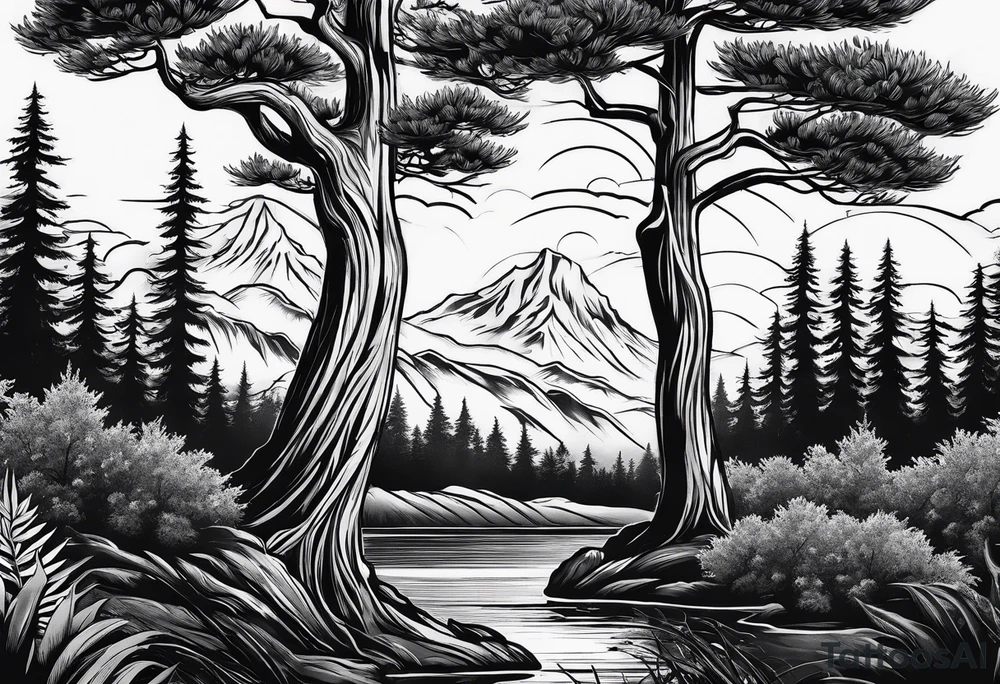 Cypress trees tattoo idea