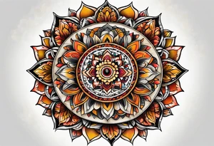 male mandala Knee tattoo in fall colors tattoo idea