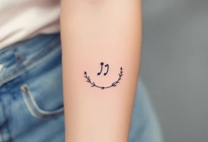 A comma with a dot above it, with an arrow around tattoo idea