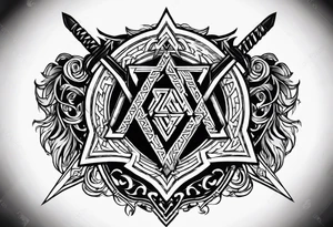 Valhalla shield sword valknut lion tattoo idea