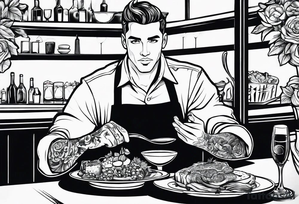 Part time student restaurant Waiter tattoo idea