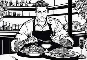 Part time student restaurant Waiter tattoo idea