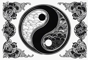 Lo Ying yang formato da carpe in uno sfondo che rappresenta luniverso tattoo idea