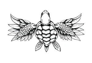 Sea turtle angelic wings tribal tattoo idea