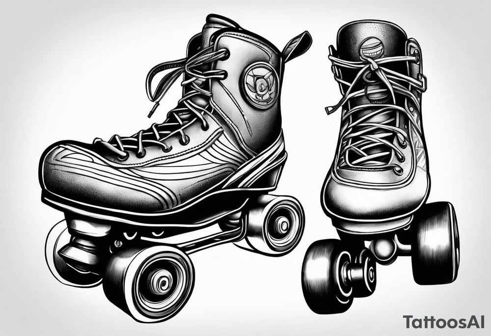 Pair of new school rollerskates tattoo idea