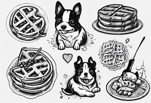 Una huella de perro que diga "Waffles" tattoo idea