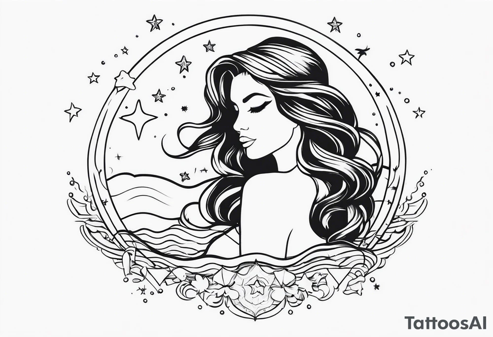 sereia com estrelas do mar tattoo idea