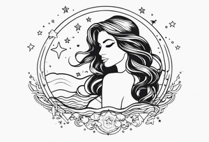 sereia com estrelas do mar tattoo idea