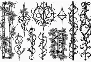 chain link fence with pointy ivy vines tattoo idea