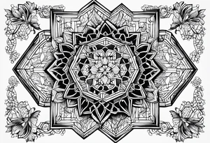 Even honeycomb pattern containing snowflakes tattoo idea