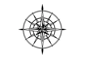Simple Double layered compass rose tattoo idea