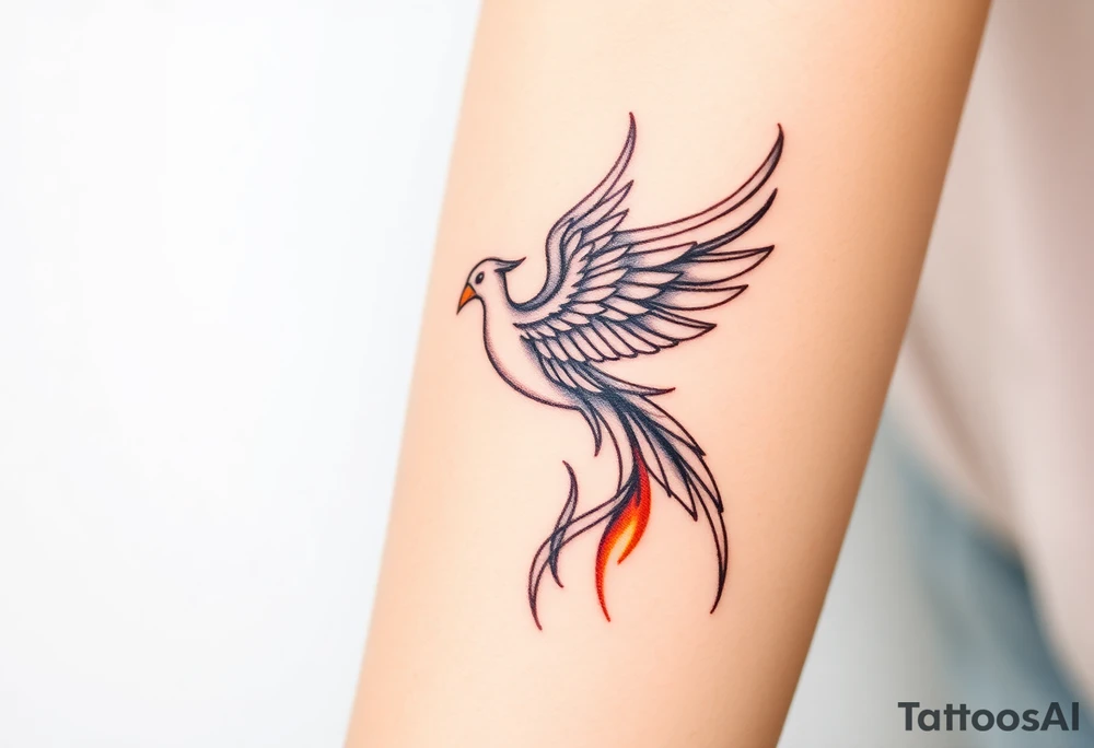 Phoenix with fire from ashes tattoo idea