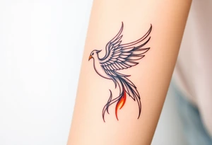 Phoenix with fire from ashes tattoo idea