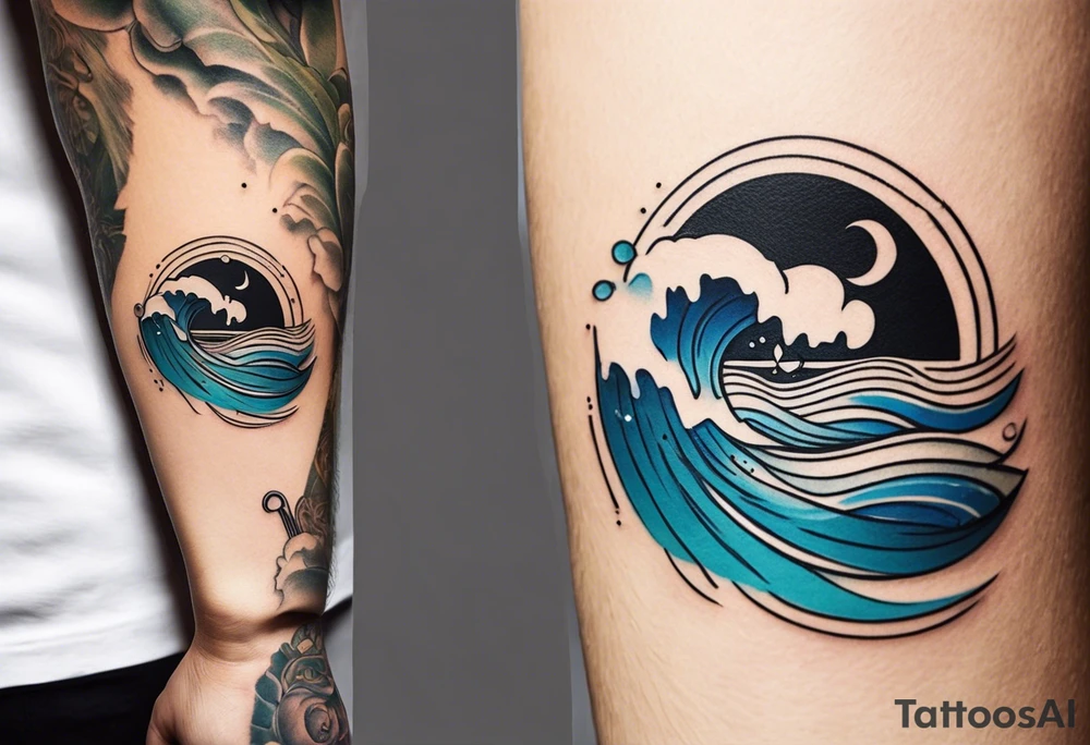 simple icons down the back of the arm featuring four icons:

1. a music note on a staff
2. a wave of water
3. a pocket
4. mushroom tattoo idea