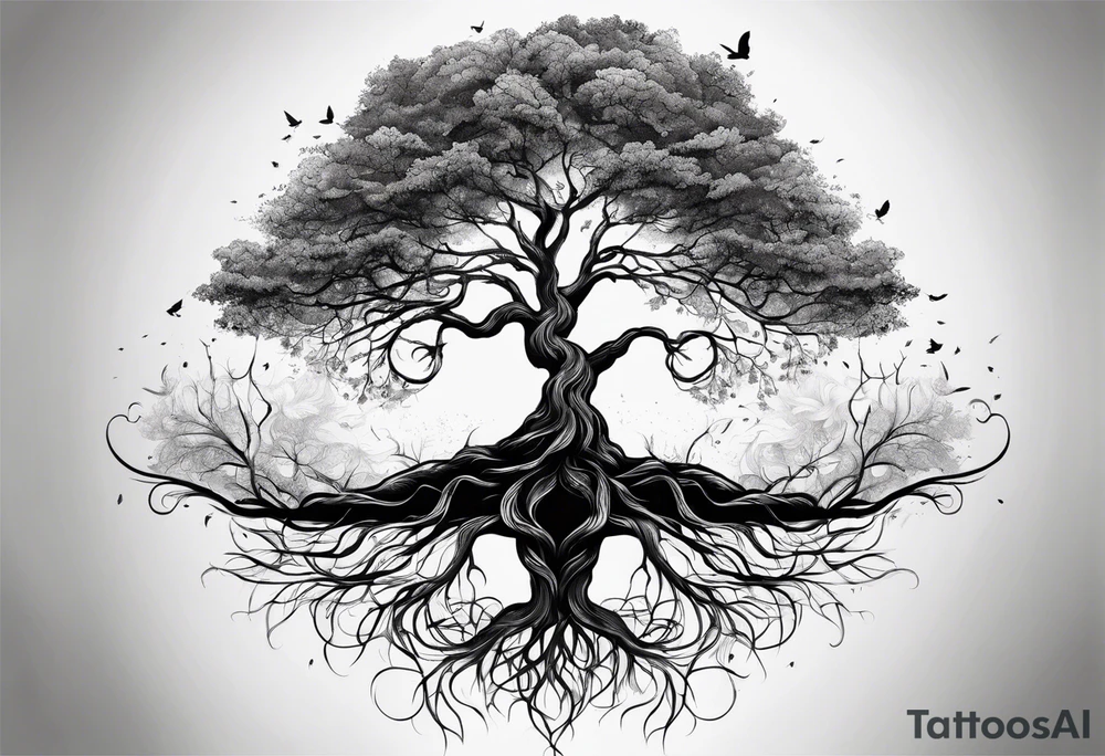 a tree with roots tattoo idea