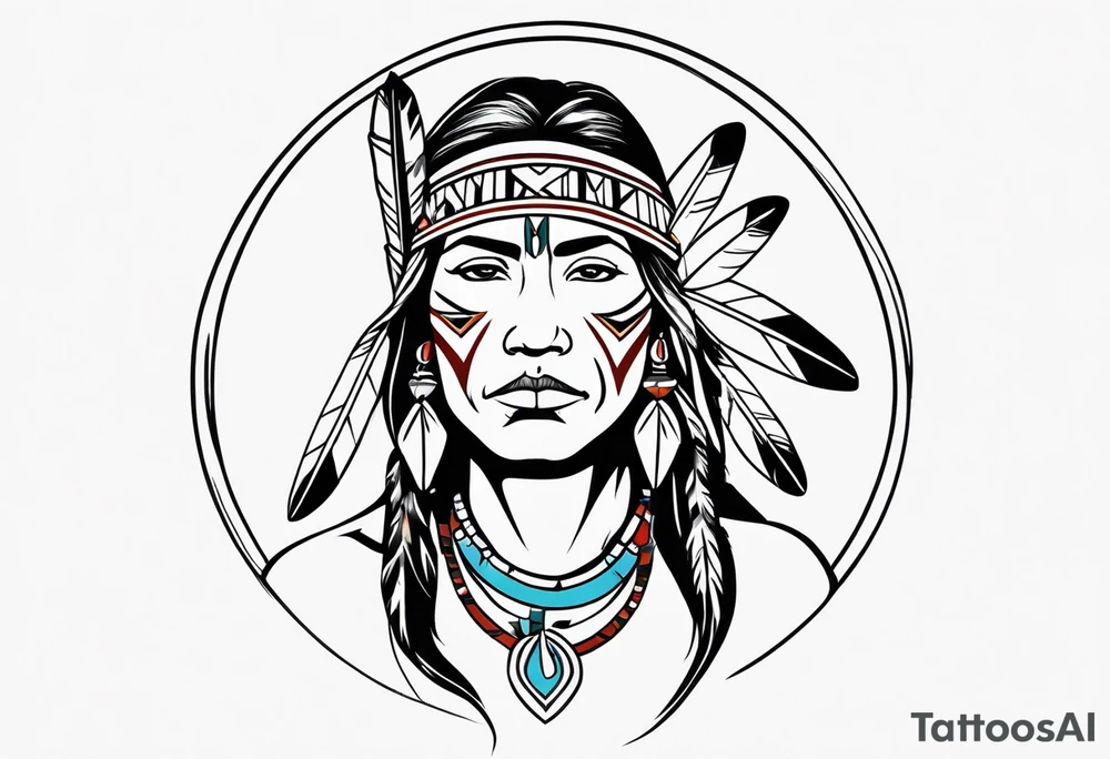 Native American with Bow tattoo idea