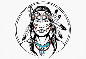 Native American with Bow tattoo idea